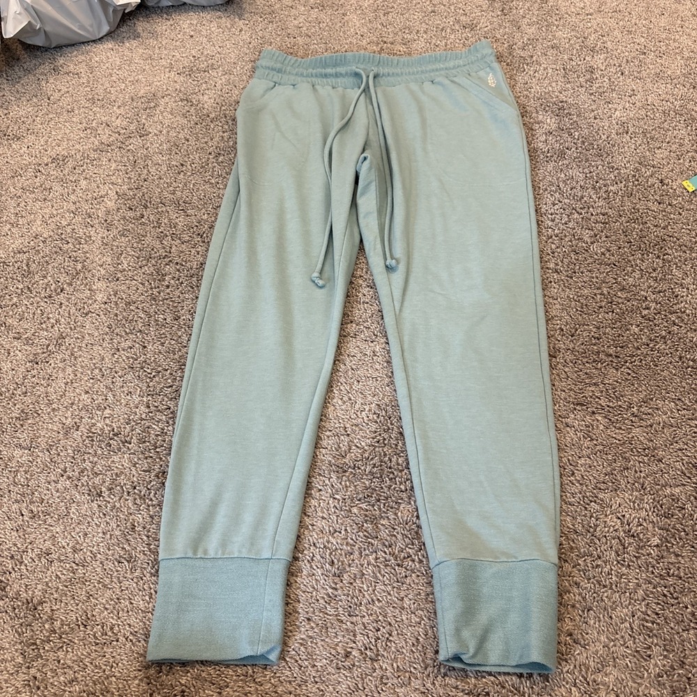 Free People FP Movement Sunny Skinny Blue Drawstring Jogger Sweatpants Large